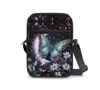 Kxyudcn Little Messenger Bag Women's Lightweight Adjustable Strap Crossbody Purse with Zipper Pockets, Moon Butterfly, One Size