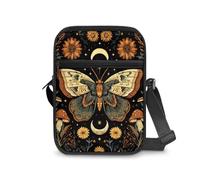 Kxyudcn Little Messenger Bag Women's Lightweight Adjustable Strap Crossbody Purse with Zipper Pockets, Orange Floral Butterfly, One Size
