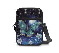 Kxyudcn Little Messenger Bag Women's Lightweight Adjustable Strap Crossbody Purse with Zipper Pockets, Blue Butterfly, One Size