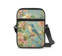 Kxyudcn Little Messenger Bag Women's Lightweight Adjustable Strap Crossbody Purse with Zipper Pockets, Cute Bird Cherry Blossom, One Size