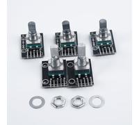 KY-040 Metal Rotary Encoder Module 5-Pack, 360° Continuous Rotation With Push-Button Reset For Arduino and ESP32 Microcontrollers