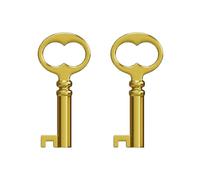 KY-18 Antique Brass Plated Hollow Barrel Skeleton Key,Solid Small Hollow Barrel Skeleton Key for Grandfather Clocks, China cabinets, Dresser Drawers, cupboards, Curios, desks, etc. (2 Pcs)