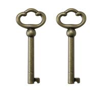 KY-2AB Antique Brass Plated Hollow Barrel Skeleton Key,Universal Skeleton Key for Cabinets,Curio,Jewelry Boxes,Desk,and More(2 Pack)