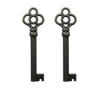 KY-3 Antique Vintage Replacement Key, Hollow Barrel Antique Brass Replacement Skeleton Key for Grandfather Clock, Dresser Drawers, Curio Cabinets and Any Other Antique Furnitures (2 pcs)