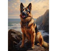 KY-link Cross Stitch Embroidery Kit, German Shepherd Dog, DIY Designs, Easy Supplies, Needlework, 16x20 inch, Adults, Unfolded