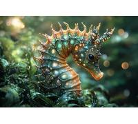 KY-link Embroidery Kit for Beginners, Seahorse Tangled in Seaweed Forest, DIY Designs Cross-Stitch Easy Supplies Needlework, Needlepoint Embroidery Gift for Home Decor 16x20 inch