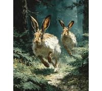 KY-lunk Paint by Numbers, Hares Racing Through Fern Valley, Oil Painting for Beginner Students, DIY Acrylic Painting Kit for Room Decor Gift 16 * 20 Inch