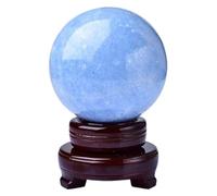 Kyanite Sphere,Premium Blue Crystal Ball with Display Base,Polished Stone Feng Shui Crystal Sphere Decoration for Home & Office Decor,10cm