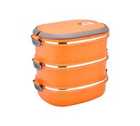 kyaoayo Bento Box, Portable Insulated Lunch Container, Stackable Portable Insulated Lunch Box, Can Be Stacked in One to Three Layers, for Children, Adults (Three Layers, Orange)