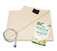 Kyaoayo Grounding Bed Sheet, Cotton with Silver Fibre, Anti-Static, Single, White, Gingham, 68 x 132 cm