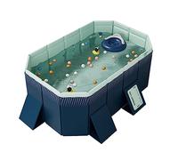 Kyaoayo Paddling Pool for Children, Foldable Non-Inflatable Family Pool, Rectangular, Blue, 185 x 138 x 53 cm