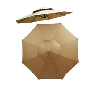 Kyaoayo Parasol Replacement Cover, Replacement Umbrella Fabric with Double Top, Anti-UV Canopy Cover, Replacement Sun Shade Canopy (Khaki, 9ft 8 Ribs)