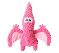 KYAOYIWO Plush stuffed pterosaur dinosaur pet toy with paper wings and sound making dog toy(deep pink,22CM high)