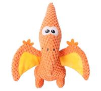 KYAOYIWO Plush stuffed pterosaur dinosaur pet toy with paper wings and sound making dog toy(orange,22CM high)
