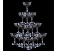 KYAPCK 100 Pcs Plastic Champagne CoupeGlasses for Parties, 5 oz Disposable Acrylic Martini & Margarita Glasses for Wedding, Birthday