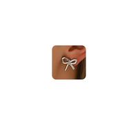 Kyazeo Dainty Bow Stud Earrings for Women 18K Gold Plated Minimalist Ribbon Stud Earring Cute Pearl Bowknot Earrings Simple Everday Jewelry for Her, Stainless Steel, No Gemstone