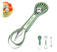 Kybelehoo 6 in 1 Fruit Spoon Cutter Set, 3-Piece Set Melon Baller Spoon, Combination of Two-Headed Ball Cutter for Drilling Fruit Balls and Engraving on Fruits