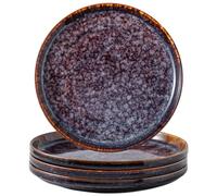 KYBSCZ Ceramic dinner plates set of 4, Dessert & Salad plates for party and wedding, Microwave safe porcelain plates set, 8 Inch-Speckled Bluish Purple