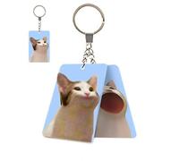 kychenBase 2 Pack Cute Kitty Keychain - Adorable Acrylic Cat Pendant with Dynamic Movement, Funny Mouth Opening Kitten Mini Key Chain for Bags, Purses, Gift for Women, Girlfriend