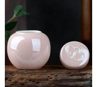 kychenBase Mini Pet Cremation Urn for Cats & Dogs - Portable Pink Ceramic Sealed Jar, Non-Woven Moisture-Proof Seal, for Memorials, Funerals, Honoring, 5.8oz (170ml) Capacity, Heart Design Lid