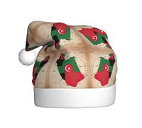 Kycvds Abstract Western Sahara Flag Map03 Santa Hat Holiday For Adults Unisex Velvet Comfort Extra Thicken Hat For New Year