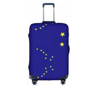 Kycvds Alaska State Flag Printing Suitcase Cover, Stretchable Suitcase Cover For Travel Business, Fixing Buckle,Handle Holes, White, M