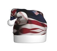Kycvds American Flag And Baseball Santa Hat Holiday For Adults Unisex Velvet Comfort Extra Thicken Hat For New Year
