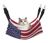 Kycvds American Flag Cat Hammock Bed for Cage Adjustable Hanging,Sleeping Resting Pad for Small Pet