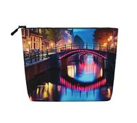 Kycvds Amsterdam Night View Small Cosmetic Bag Travel Accessories Storage Bag Cosmetic Box Birthday Gift Christmas Gift Beautiful, Black, One Size
