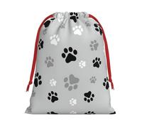 Kycvds Animal Paw Prints Printing Drawstring Gift Bag With Red Ribbon Closure,15.8x20.9 In For Christmas For Adults Festival Use