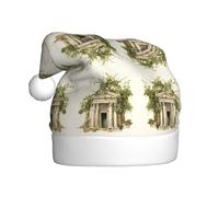 Kycvds Antique Building With Roman Olive Branch And Greek Santa Hat Holiday For Adults Unisex Velvet Comfort Extra Thicken Hat For New Year