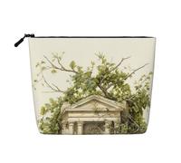 Kycvds Antique Building With Roman Olive Branch And Greek Small Cosmetic Bag Travel Accessories Storage Bag Cosmetic Box Birthday Gift Christmas Gift Beautiful, Black, One Size