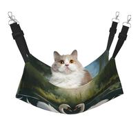 Kycvds Beautiful Cat Hammock Bed White Swans On The Lake Design Adjustable Suspension Sleeping Mat for Small Pets