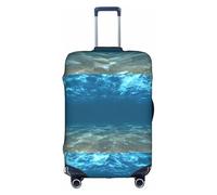 Kycvds Blue Ocean Sea Wavy Seascape Printing Suitcase Cover, Stretchable Suitcase Cover For Travel Business, Fixing Buckle,Handle Holes, White, L