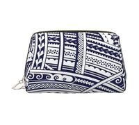 Kycvds Blue Polynesian Maori Tribal Pattern Toiletry Cosmetics Bag, Portable Travel Cosmetic Makeup Bag,Pvc Leather,With Compartments, Gold, One Size