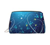 Kycvds Blue Swirl Toiletry Cosmetics Bag, Portable Travel Cosmetic Makeup Bag,Pvc Leather,With Compartments, Gold, One Size