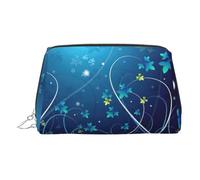 Kycvds Blue Swirl Toiletry Cosmetics Bag, Portable Travel Cosmetic Makeup Bag,Pvc Leather,With Compartments, Silver, One Size