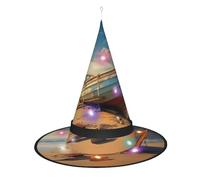 Kycvds Boat On The Beach Halloween Witch Hats Are Decorated With Lights, Which Decorate Large Halloween Party Supplies.