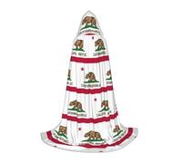 Kycvds California State Flag Printing Large Hooded Cape For Teenagers,Halloween Hooded Cape For Stage Costumes,Masquerade Parties