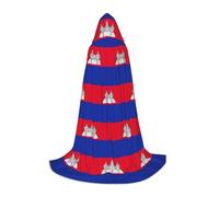 Kycvds Cambodia Flag Printing Large Hooded Cape For Teenagers,Halloween Hooded Cape For Stage Costumes,Masquerade Parties, Black, Medium