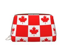 Kycvds Canadian Flag Toiletry Cosmetics Bag, Portable Travel Cosmetic Makeup Bag,Pvc Leather,With Compartments, Gold, One Size