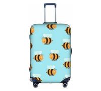 Kycvds Cartoon Bee Pattern Printing Suitcase Cover, Stretchable Suitcase Cover For Travel Business, Fixing Buckle,Handle Holes, White, S