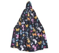 Kycvds Cartoon Cat Printing 57.8 Inches Length Hooded Cloak, Adult Halloween Wizard Robe, Large Hood,Perfect For Cosplay
