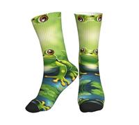 Kycvds Cartoon Frog 1 Socks Cotton Athletic Sports Running Retro Cute Matching Crew Socks Men Women With Combed Cotton, 1 Black, One Size