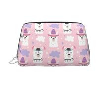 Kycvds Cartoon Llama Alpaca Toiletry Cosmetics Bag, Portable Travel Cosmetic Makeup Bag,Pvc Leather,With Compartments, Silver, One Size