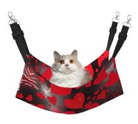 Kycvds - Cat Hammock with Red Hearts and Fireworks Adjustable Hanging for Small Pets
