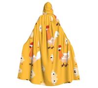 Kycvds Chicken Chick Printing 57.8 Inches Length Hooded Cloak, Adult Halloween Wizard Robe, Large Hood,Perfect For Cosplay, Black, One Size