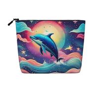 Kycvds Colorful Starry Sky Ocean Dolphin Small Cosmetic Bag Travel Accessories Storage Bag Cosmetic Box Birthday Gift Christmas Gift Beautiful, Black, One Size