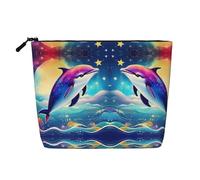 Kycvds Colorful Starry Sky Ocean Dolphin Small Cosmetic Bag Travel Accessories Storage Bag Cosmetic Box Birthday Gift Christmas Gift Beautiful, Black, One Size
