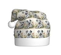 Kycvds Dalmatian Santa Hat Holiday For Adults Unisex Velvet Comfort Extra Thicken Hat For New Year